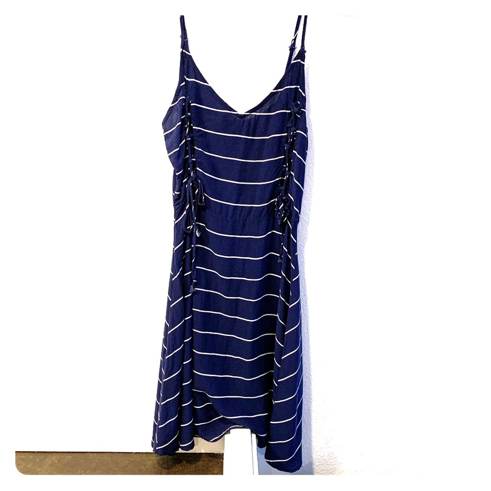 Navy blue & white striped dress